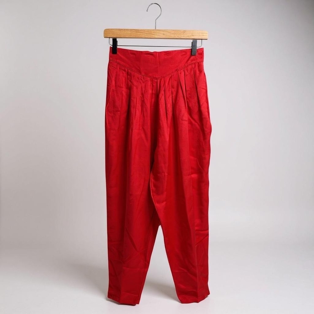 Vintage Red High-Waist Tapered Pants